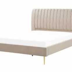 Beliani Bed Fluweel Beige In Diverse Formaten MARVILLE