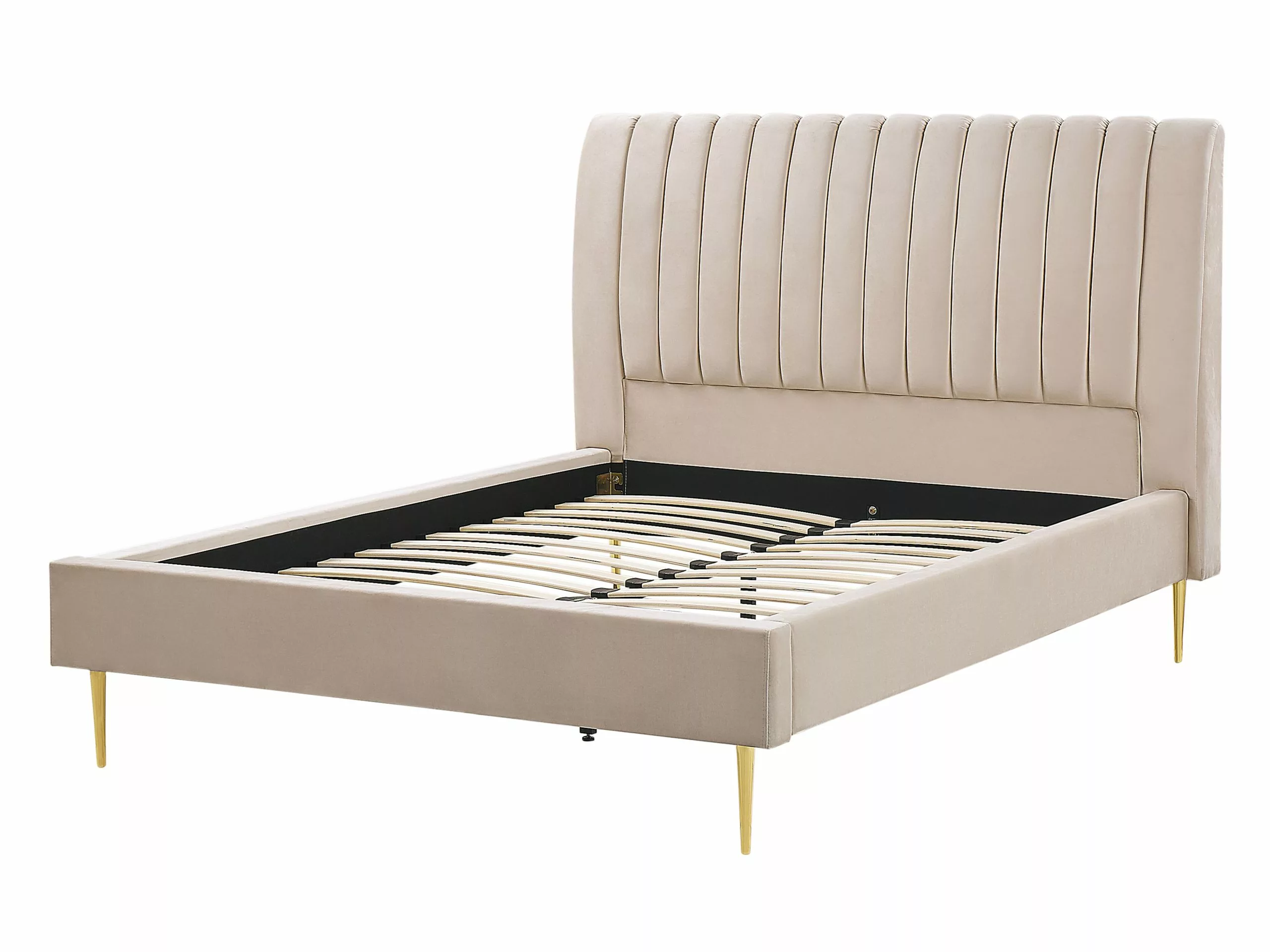 Beliani Bed Fluweel Beige In Diverse Formaten MARVILLE 5 Beliani Bed Fluweel Beige In Diverse Formaten MARVILLE - Afbeelding 3
