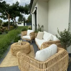 Beliani Loungeset 4-zits Rotan Natuurlijk/crèmewit DOLCEDO/LIMNI -Exporteren Stoelen Winkel undef src sa picid 836849 type whitesh image scaled