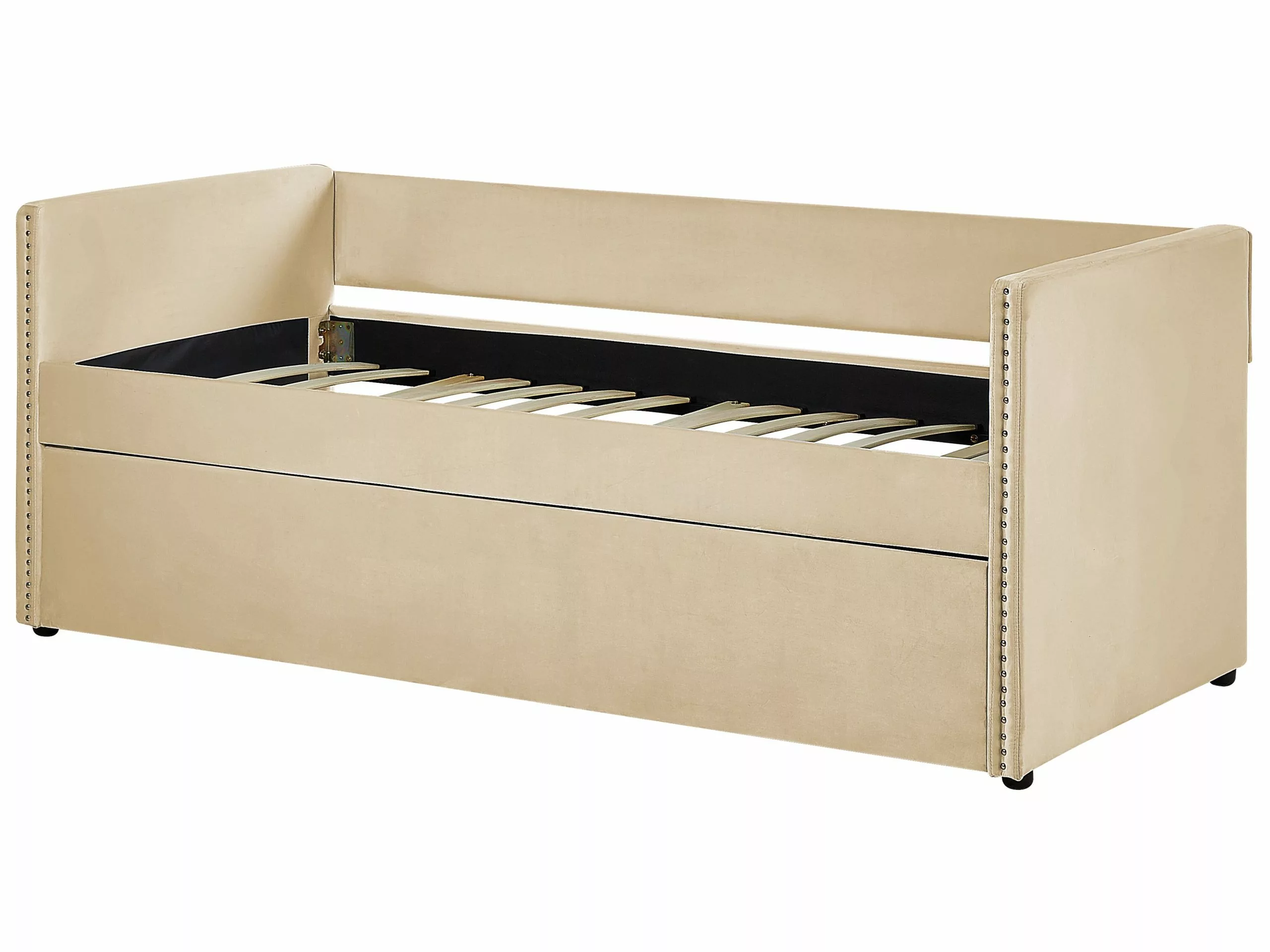Beliani Slaapbank Fluweel 90 X 200 Cm Beige TORYES - Afbeelding 6