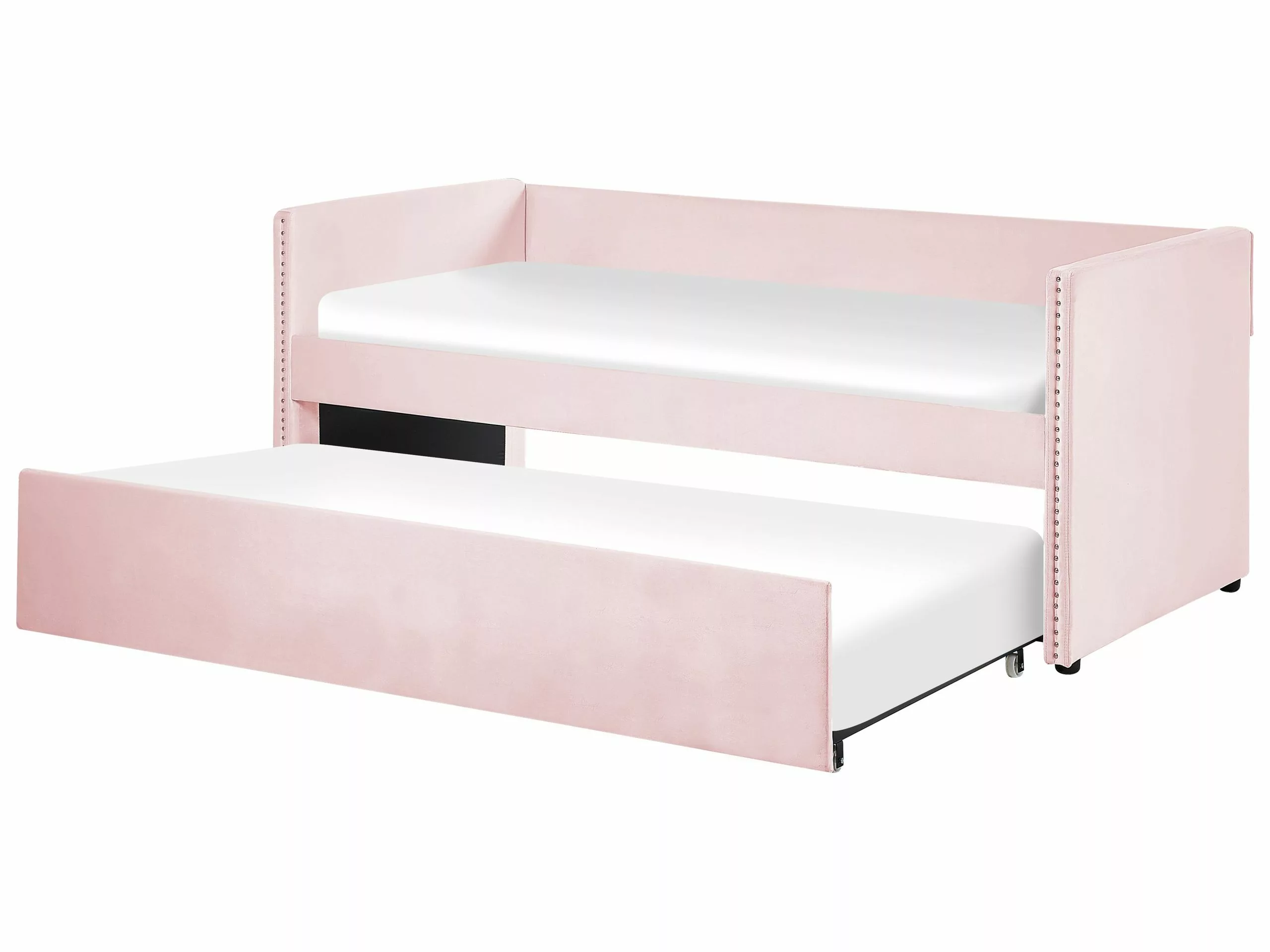 Beliani Slaapbank Fluweel 90 X 200 Cm Lichtroze TORYES