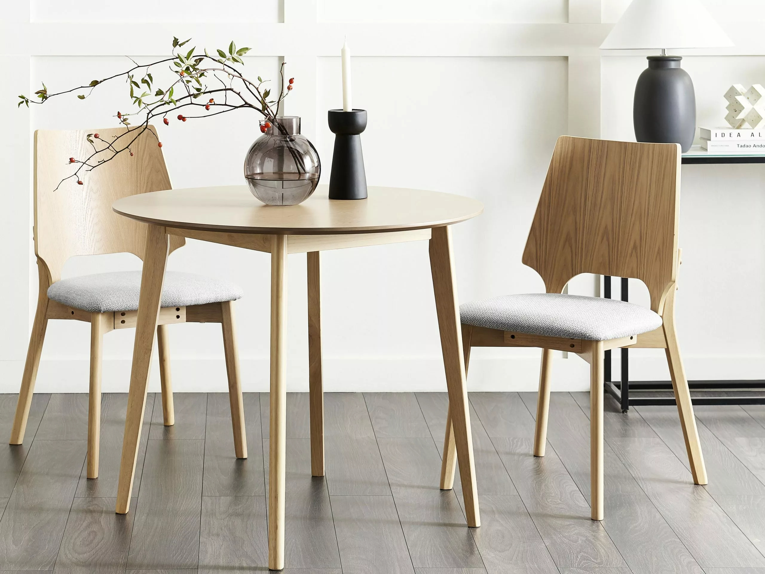 Beliani Eetkamerstoel Set Van 2 Lichthout Grijs ABEE - Afbeelding 2