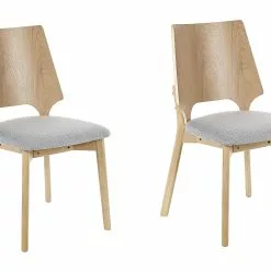 Beliani Eetkamerstoel Set Van 2 Lichthout Grijs ABEE