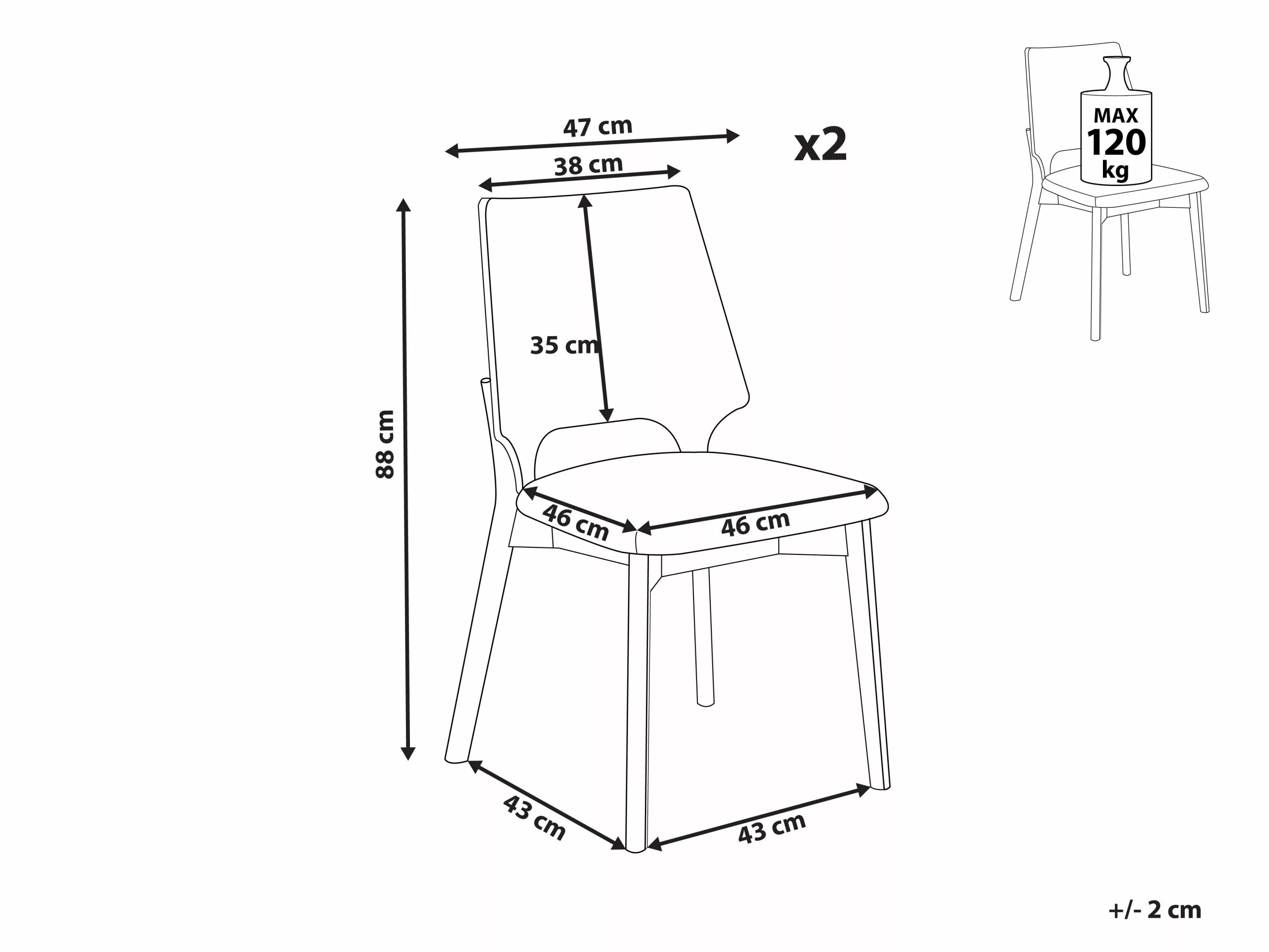 Beliani Eetkamerstoel Set Van 2 Lichthout Grijs ABEE - Afbeelding 10