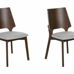 Beliani Eetkamerstoel Set Van 2 Donkerhout Grijs ABEE