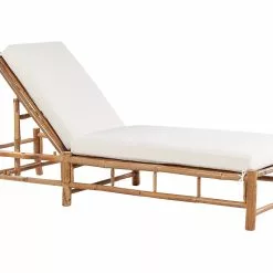Beliani Ligstoel Bamboe Lichthout/creme LIGURE
