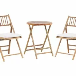 Beliani Balkonset Bamboe Off-white SAVALLETRI