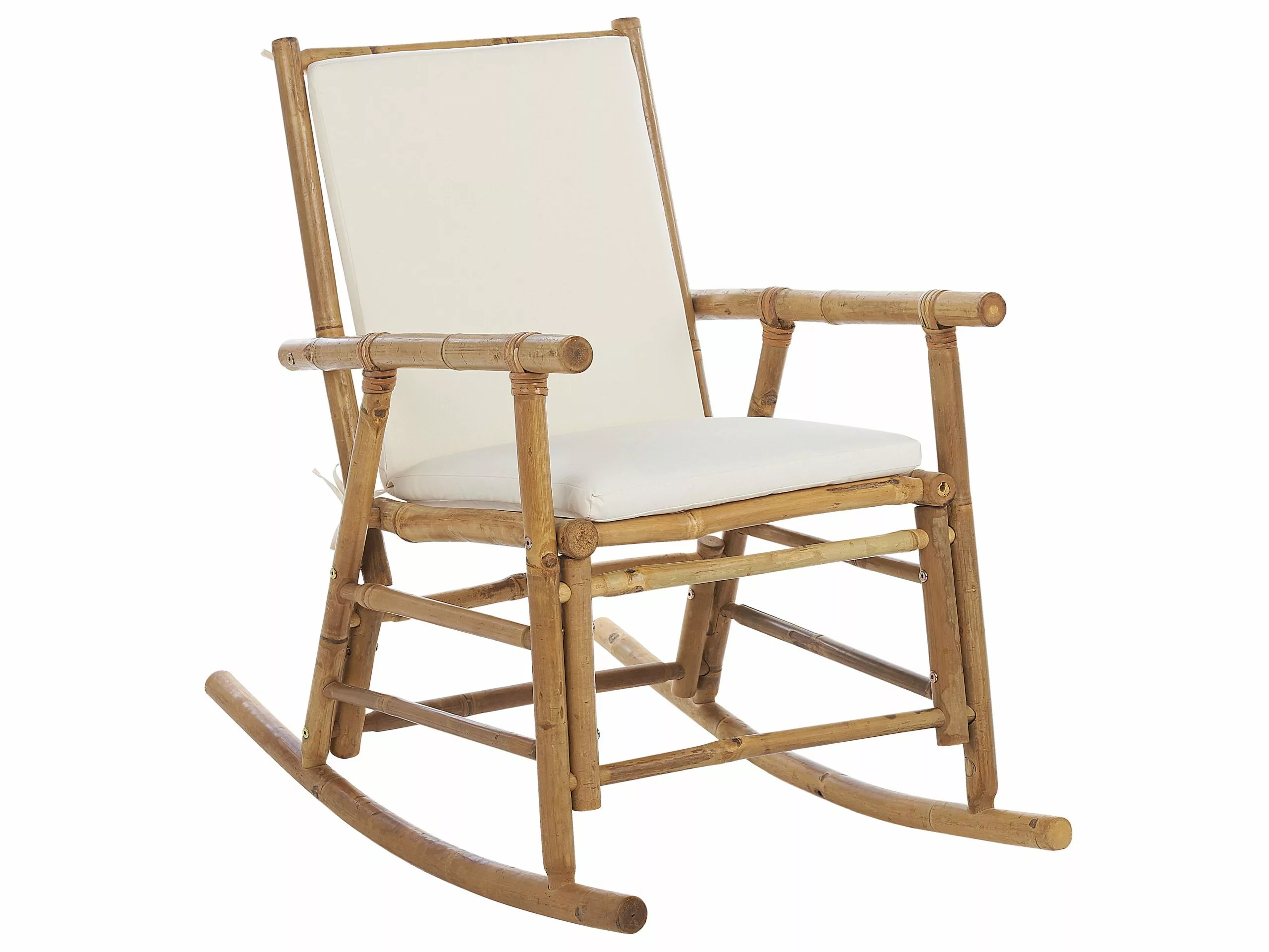 Beliani Schommelstoel Lichthout Gebroken Wit FRIGOLE