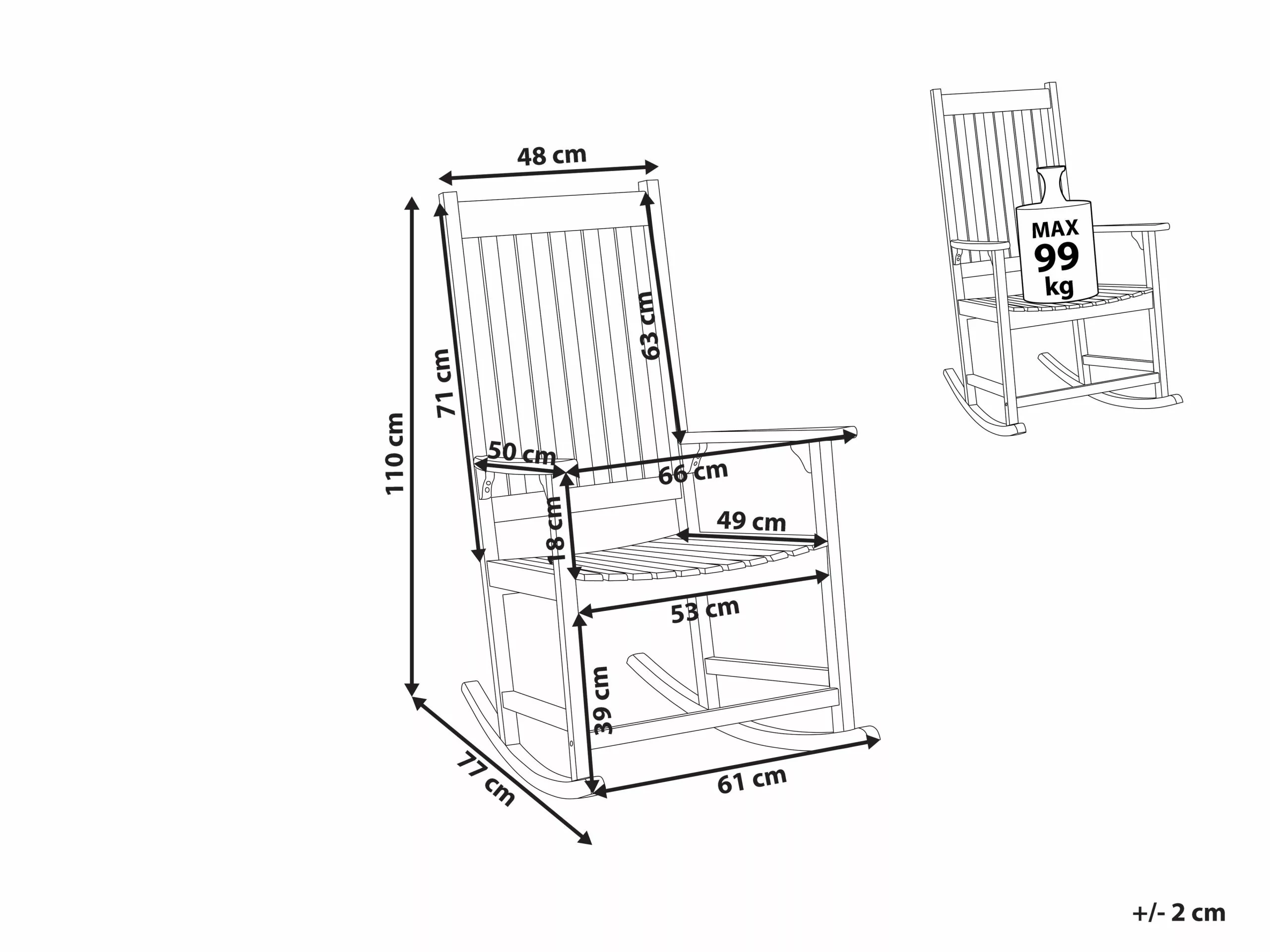 Beliani Tuinstoel Acaciahout Lichtbruin BOJANO - Afbeelding 9