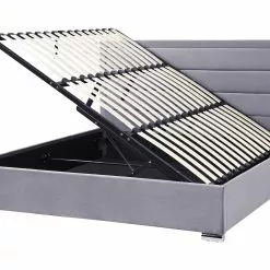 Beliani Bed Met Opbergruimte Fluweel Donkergrijs ROUEN Verschillende Maten