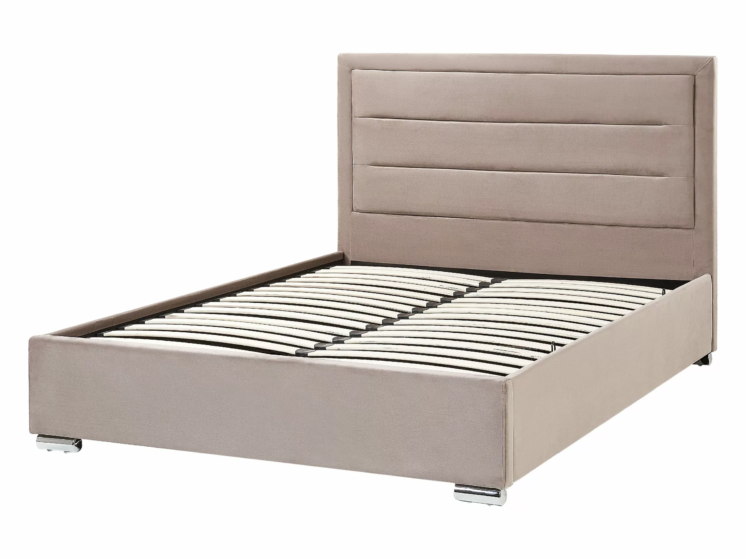 Beliani Bed Met Opbergruimte Fluweel Taupe ROUEN Verschillende Maten 7 Beliani Bed Met Opbergruimte Fluweel Taupe ROUEN Verschillende Maten - Afbeelding 5