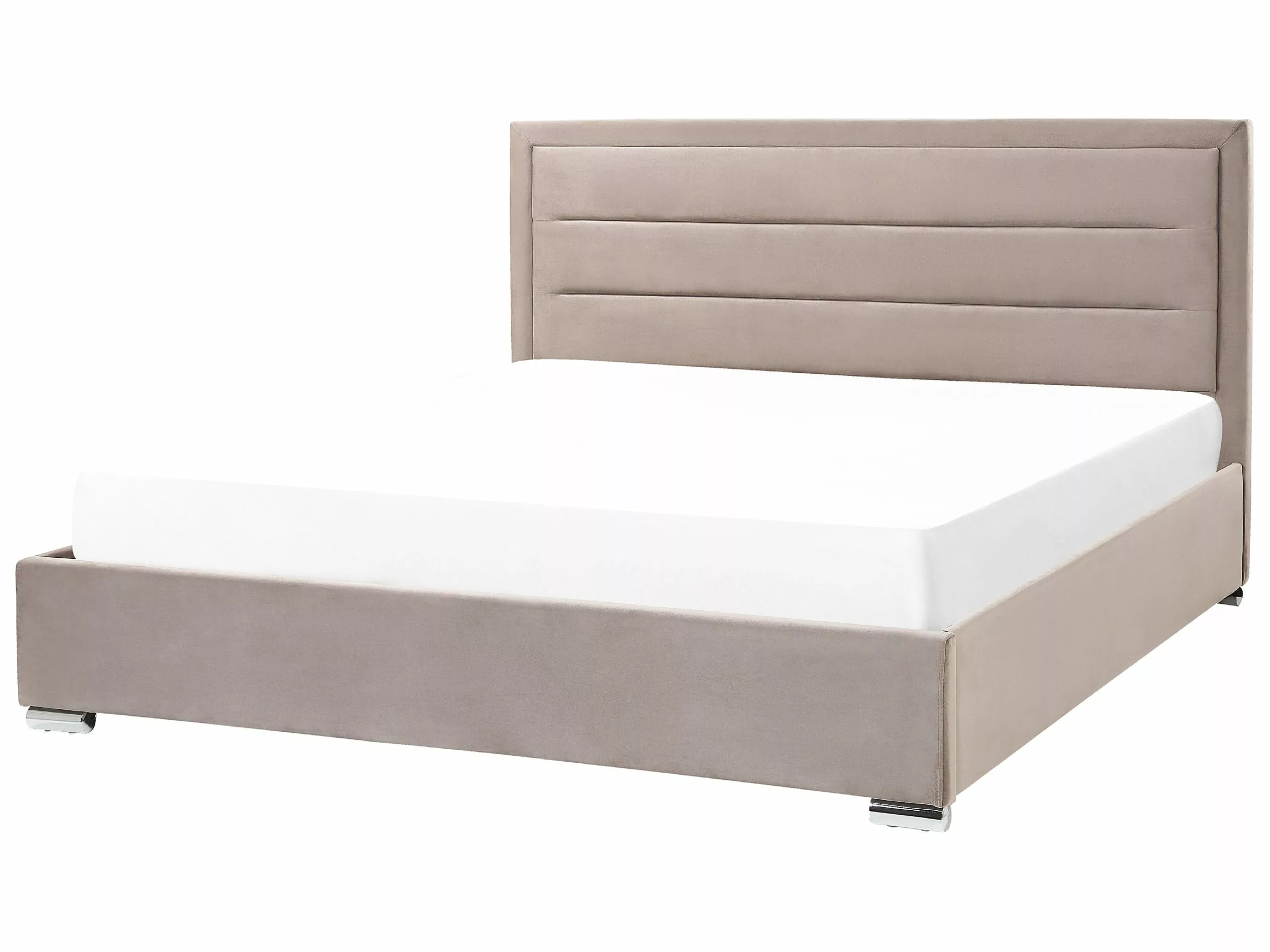 Beliani Bed Met Opbergruimte Fluweel Taupe ROUEN Verschillende Maten - Afbeelding 3