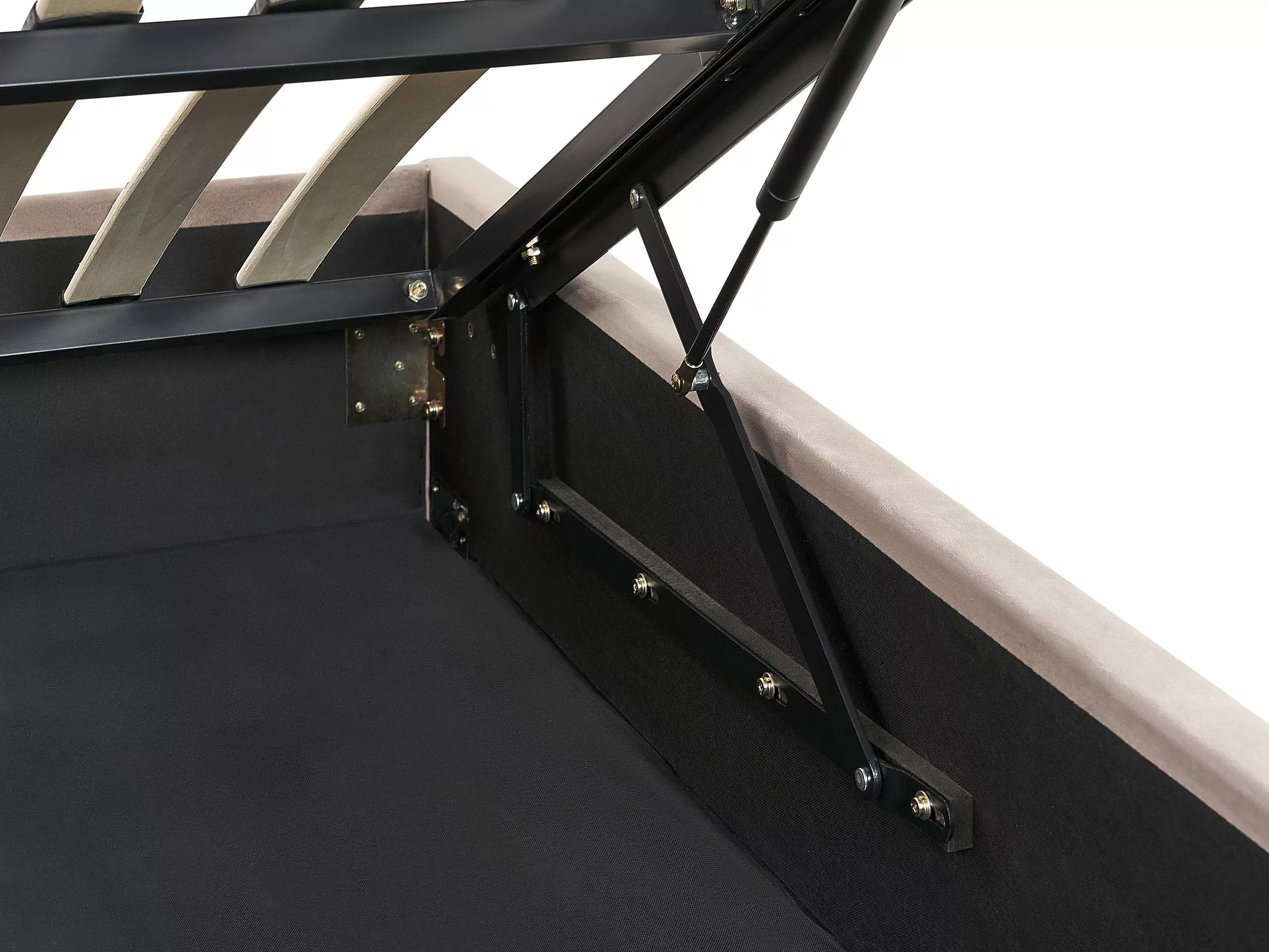 Beliani Bed Met Opbergruimte Fluweel Taupe ROUEN Verschillende Maten - Afbeelding 8