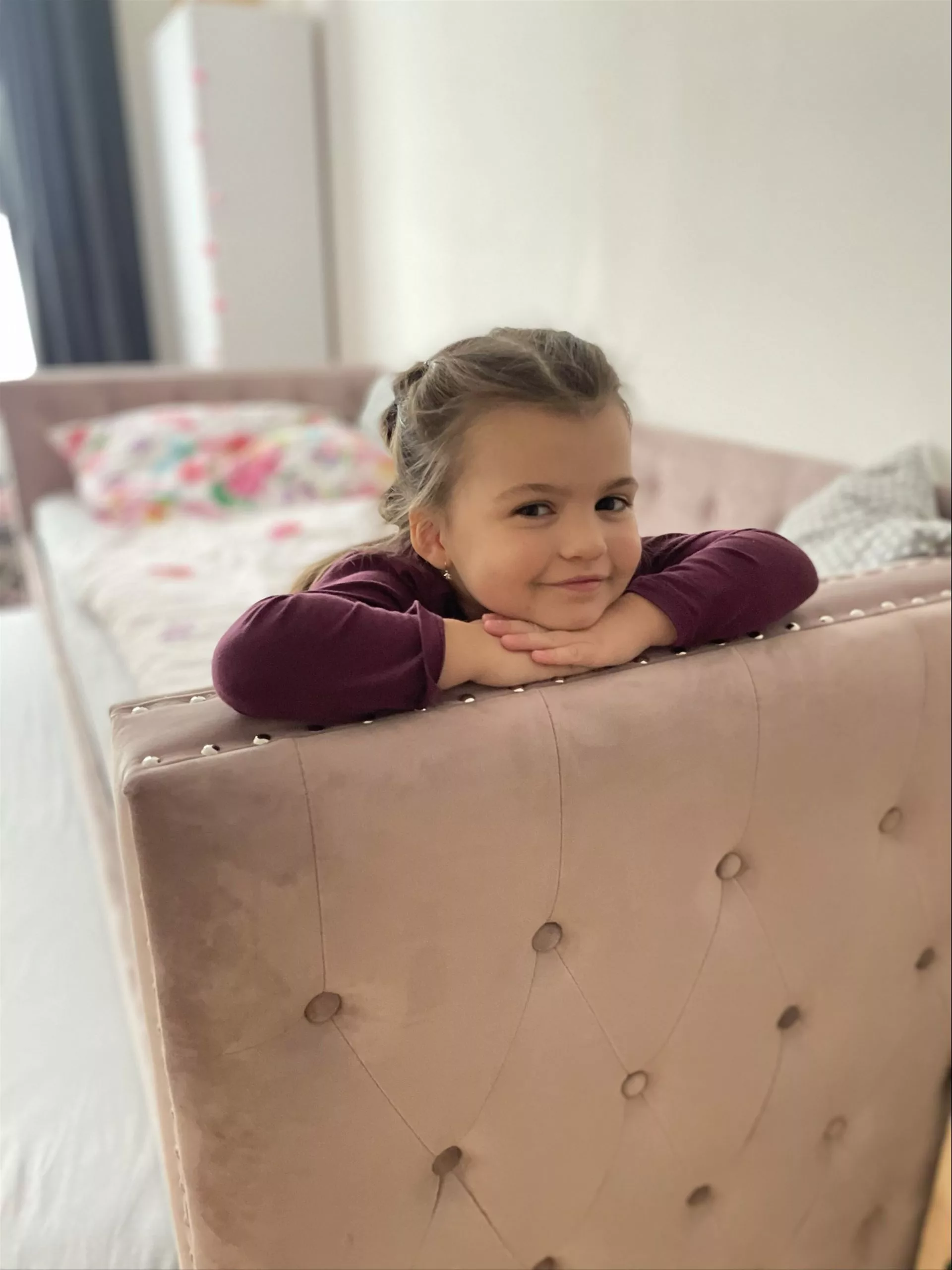 Beliani Bedbank Fluweel Roze 90 X 200 GASSIN - Afbeelding 3