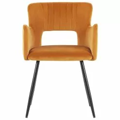 Beliani Eetkamerstoel Set Van 2 Fluweel Oranje SANILAC -Exporteren Stoelen Winkel undef src sa picid 847093 type whitesh image scaled