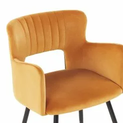 Beliani Eetkamerstoel Set Van 2 Fluweel Oranje SANILAC -Exporteren Stoelen Winkel undef src sa picid 847096 type whitesh image scaled