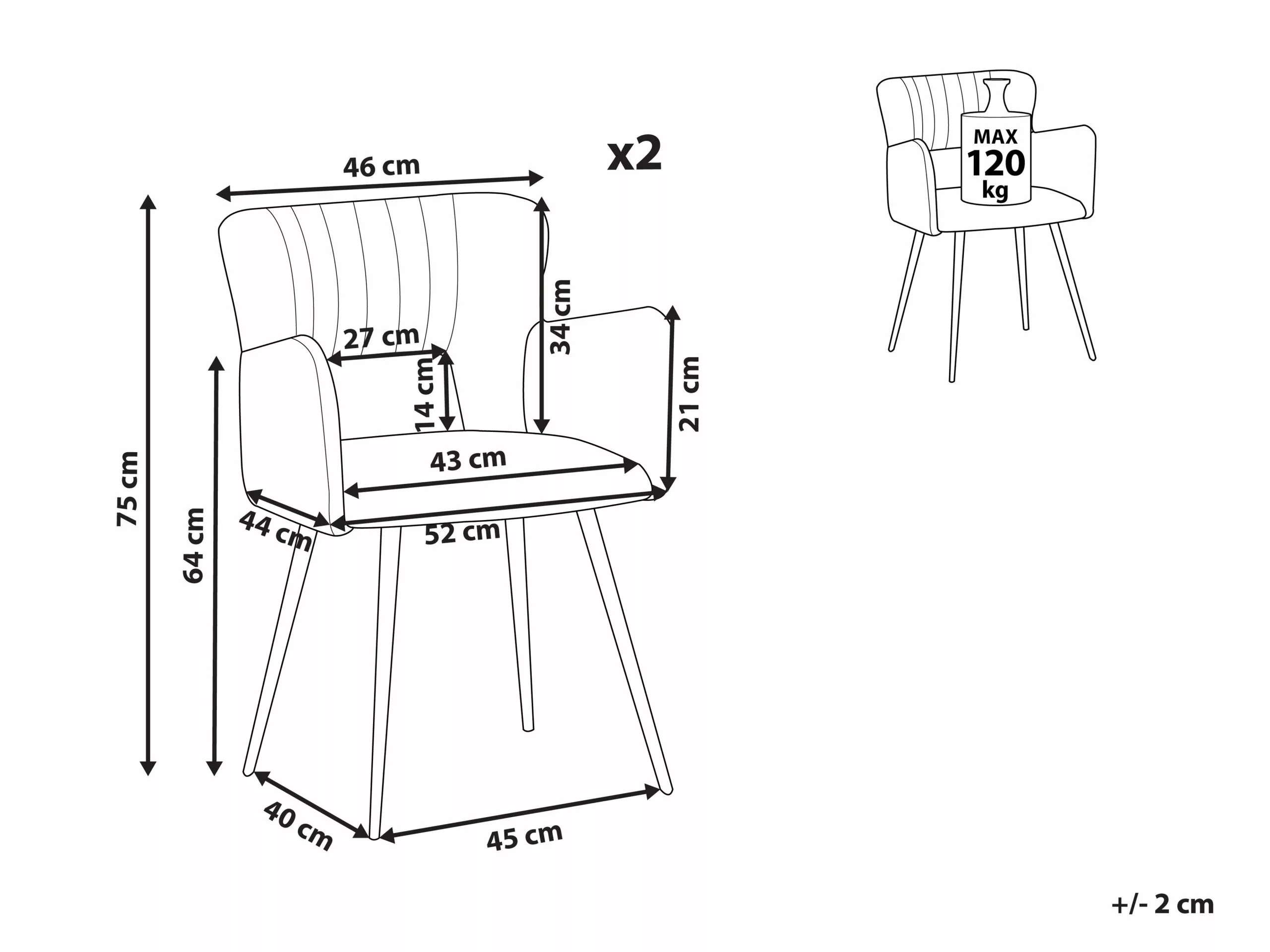 Beliani Eetkamerstoel Set Van 2 Fluweel Emeraldgroen SANILAC - Afbeelding 9