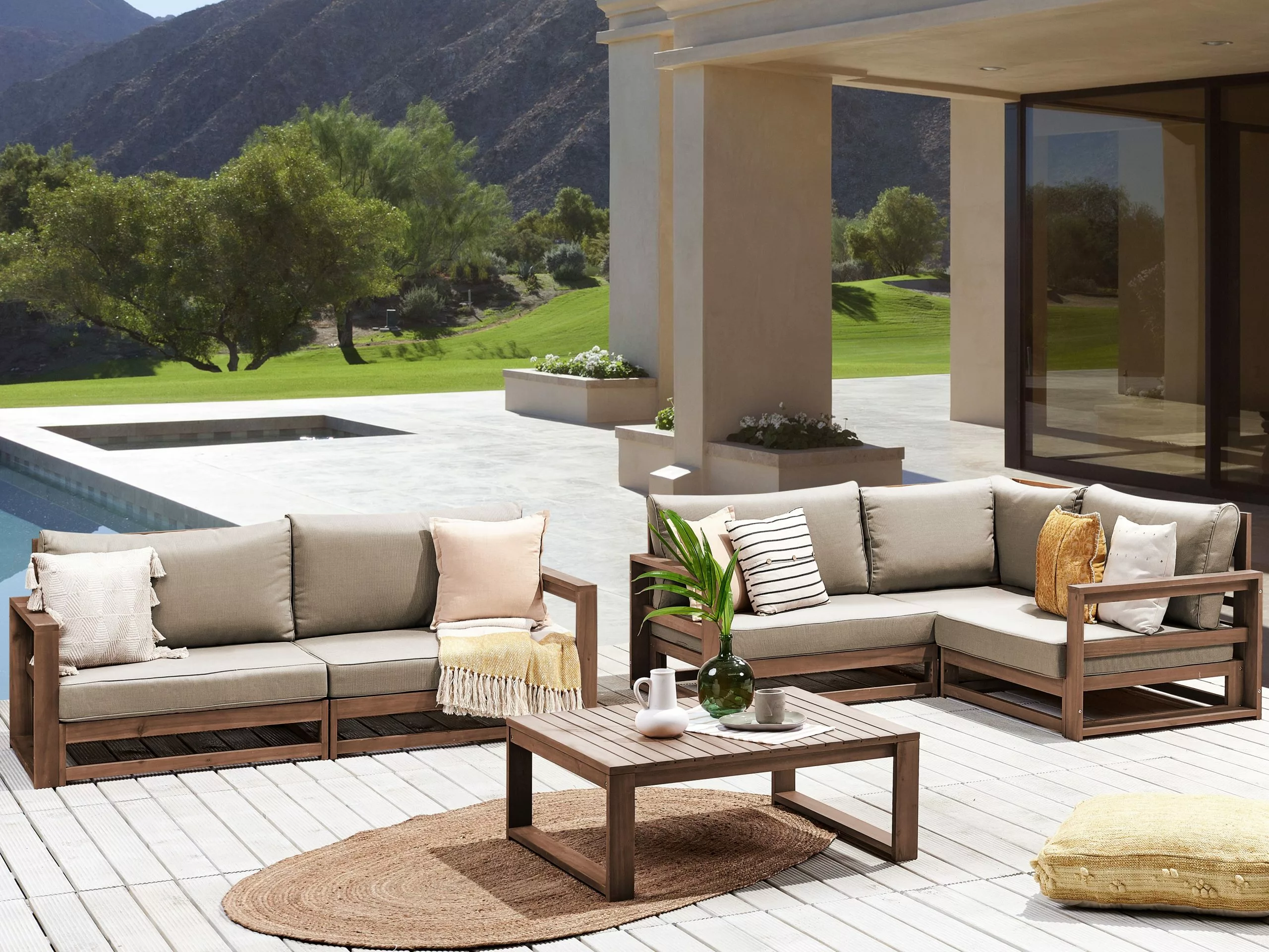 Beliani Loungeset 4-zits Acaciahout Lichtbruin TIMOR II - Afbeelding 2