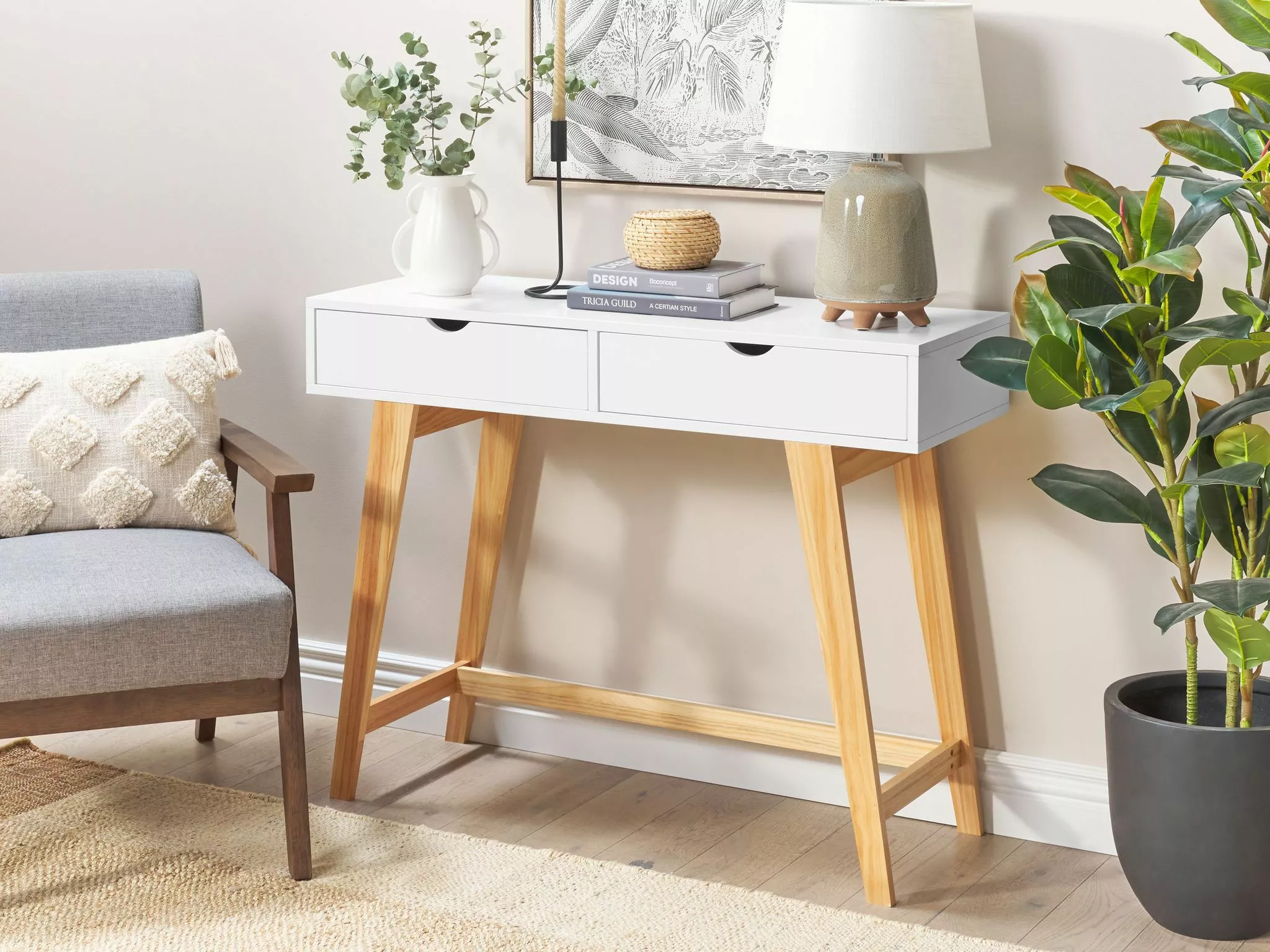 Beliani Sidetable Met 2 Laden Wit SULLY 4 Beliani Sidetable Met 2 Laden Wit SULLY - Afbeelding 2