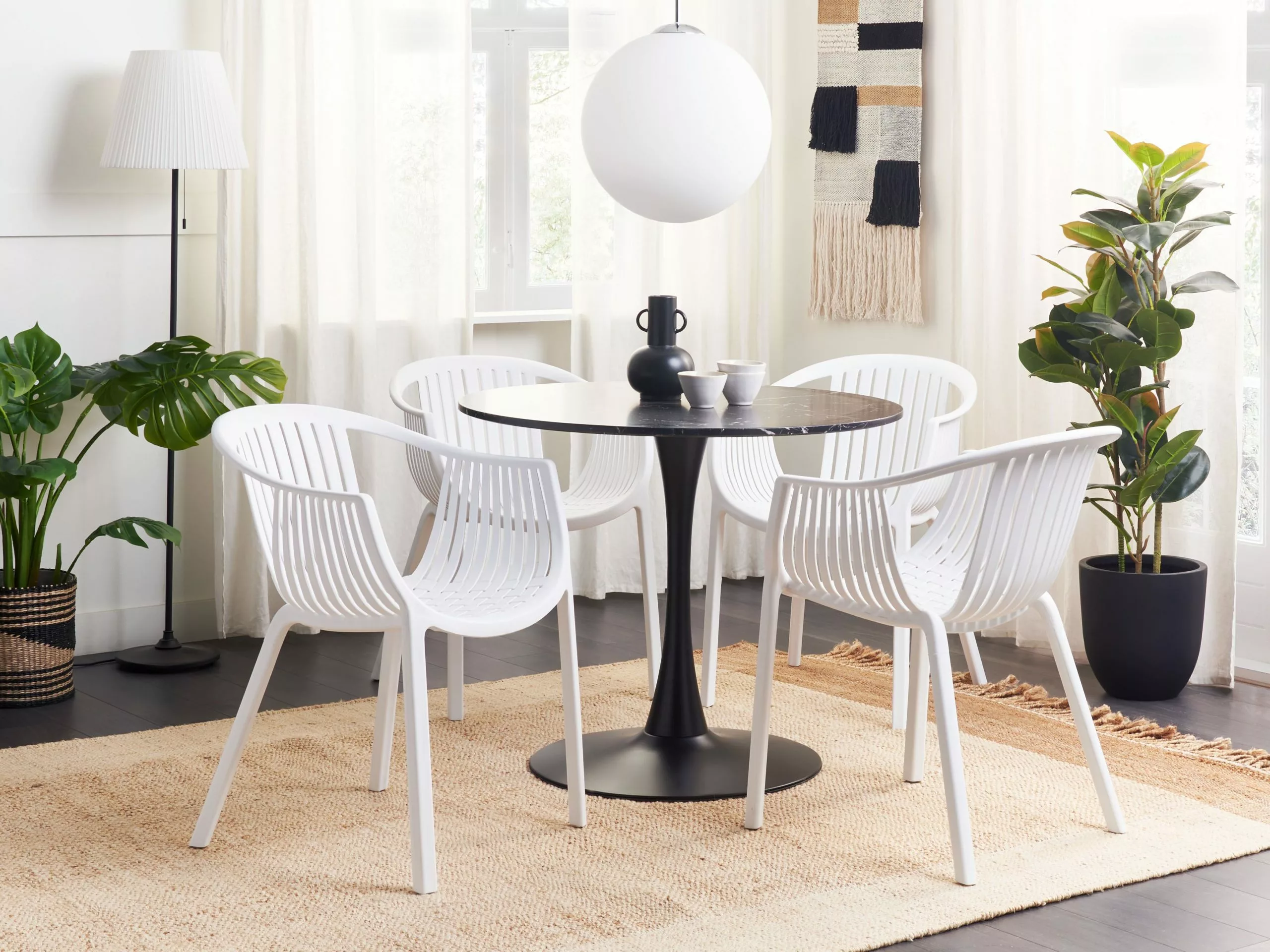 Beliani Tuinstoel Set Van 4 Kunststof Wit NAPOLI 5 Beliani Tuinstoel Set Van 4 Kunststof Wit NAPOLI - Afbeelding 3