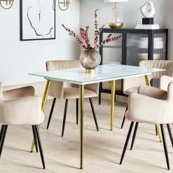 Beliani Eettafel Glas Marmer/goud 120 X 70 Cm MULGA -Exporteren Stoelen Winkel undef src sa picid 850506 type color image scaled