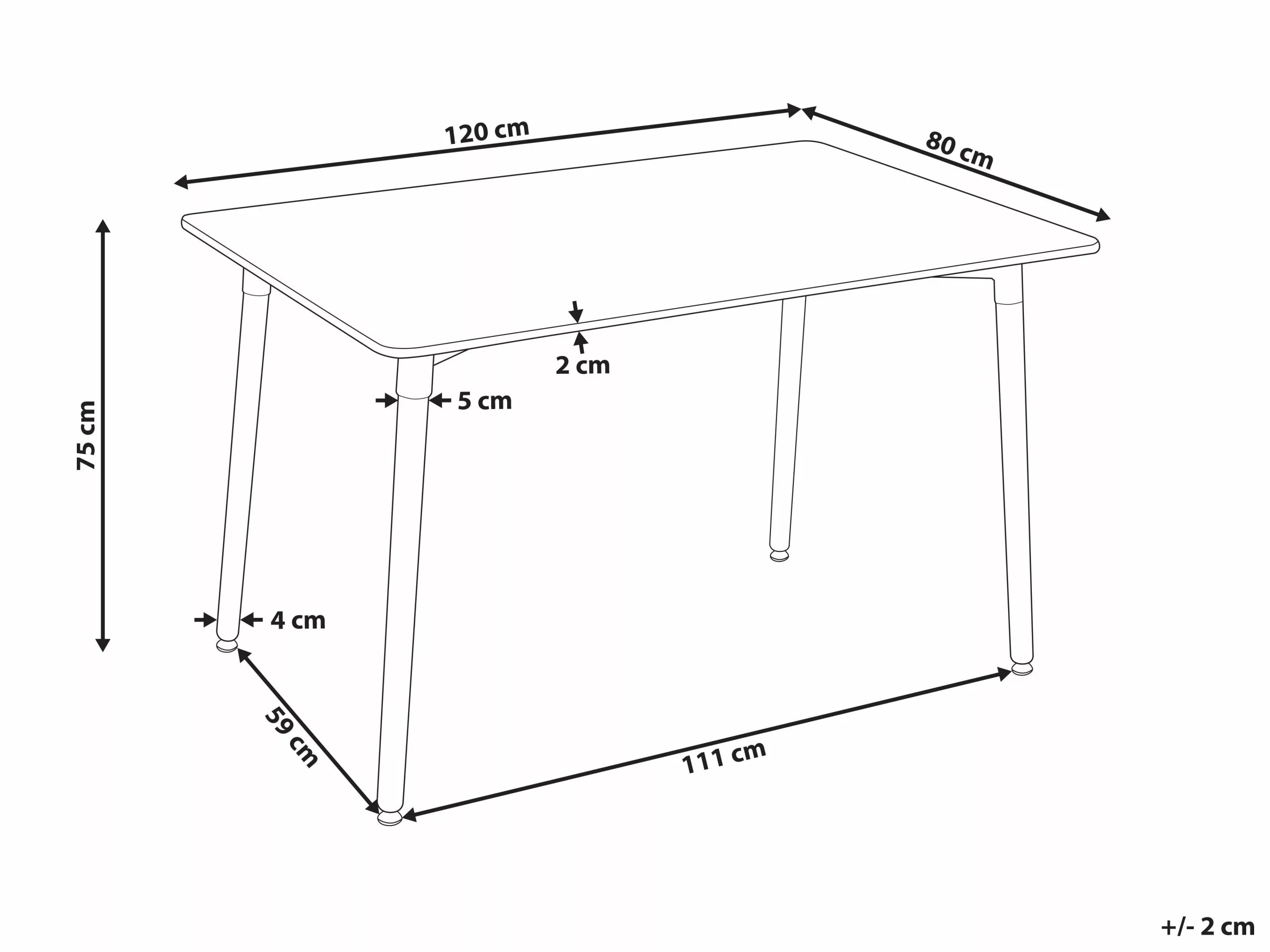 Beliani Eettafel Lichthout/wit 120 X 80 Cm NEWBERRY - Afbeelding 6