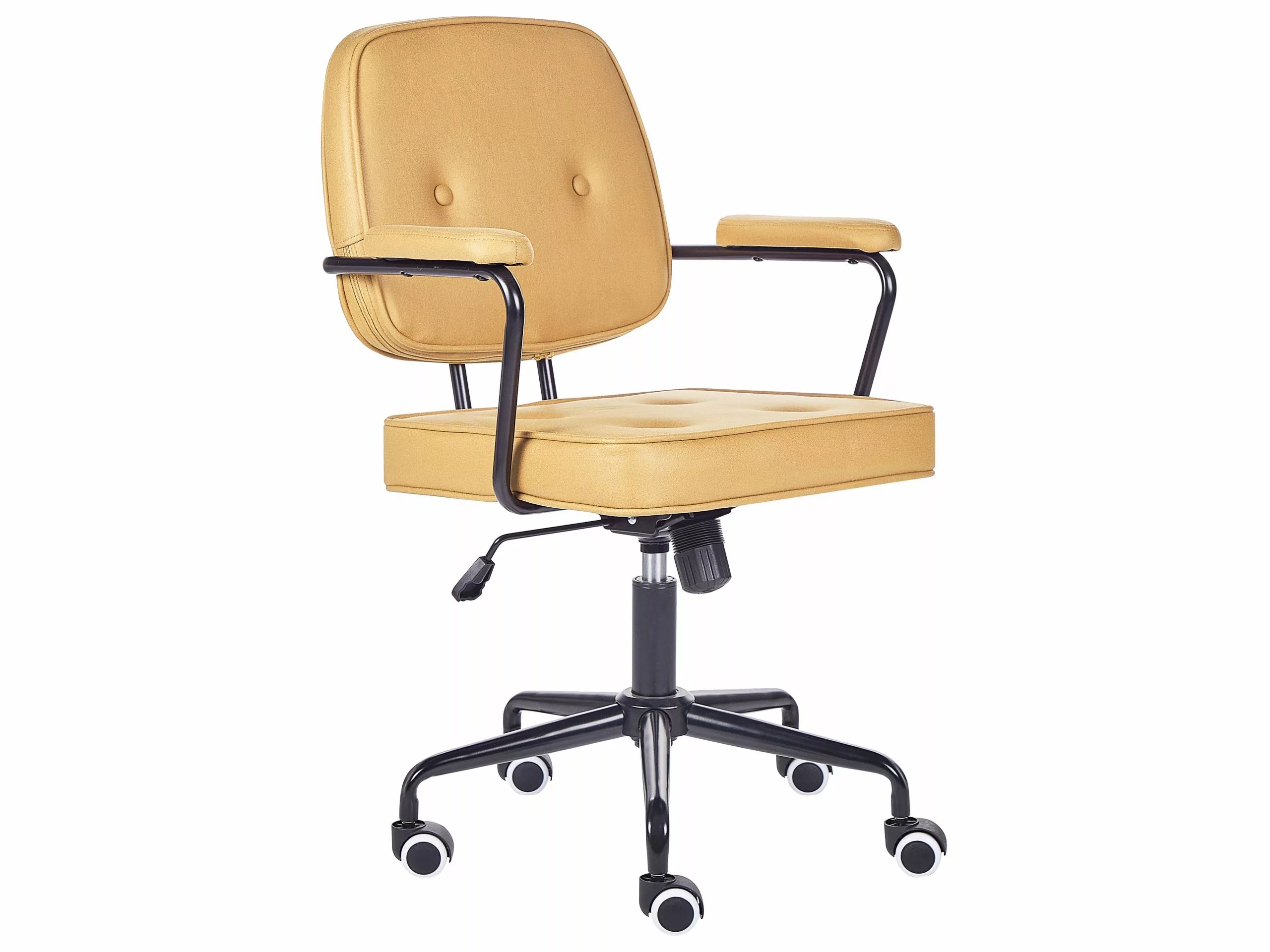 Beliani Bureaustoel Kunstleer Geel PAWNEE