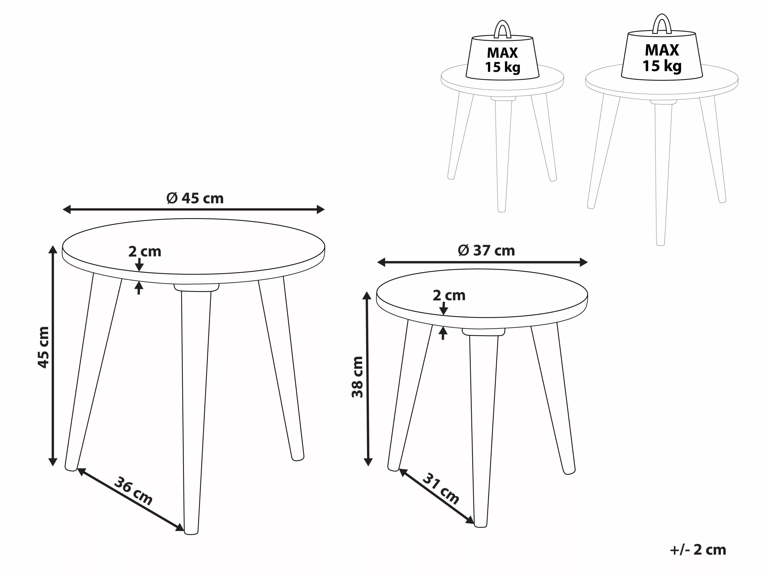 Beliani Bijzettafel Set Van 2 Bruin/goud CHANPI - Afbeelding 8