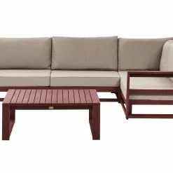 Beliani Loungeset 4-zits Acaciahout Mahonie Bruin Linkszijdig TIMOR II