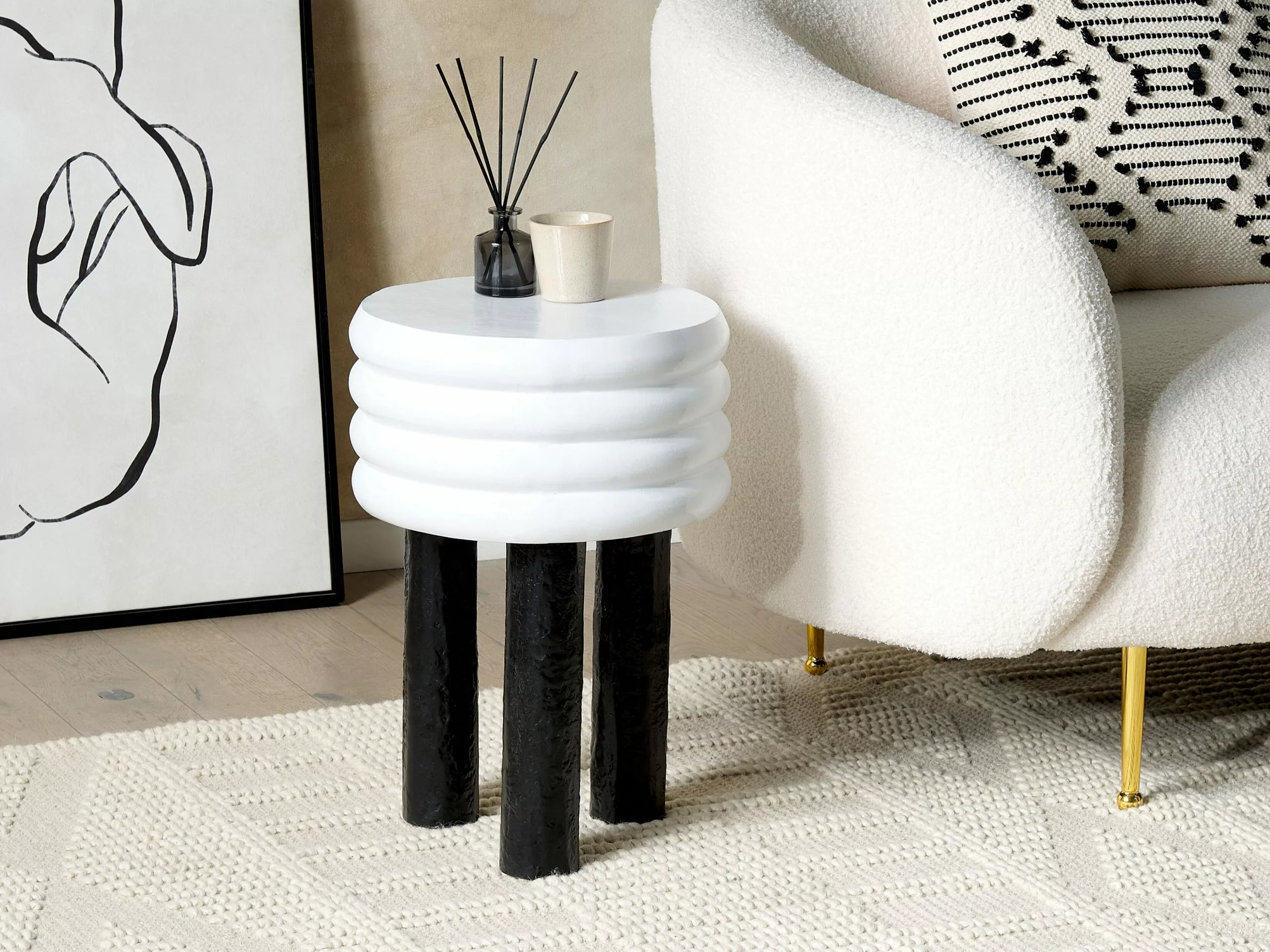 Beliani Bijzettafel Wit/zwart KIKIWA - Afbeelding 2